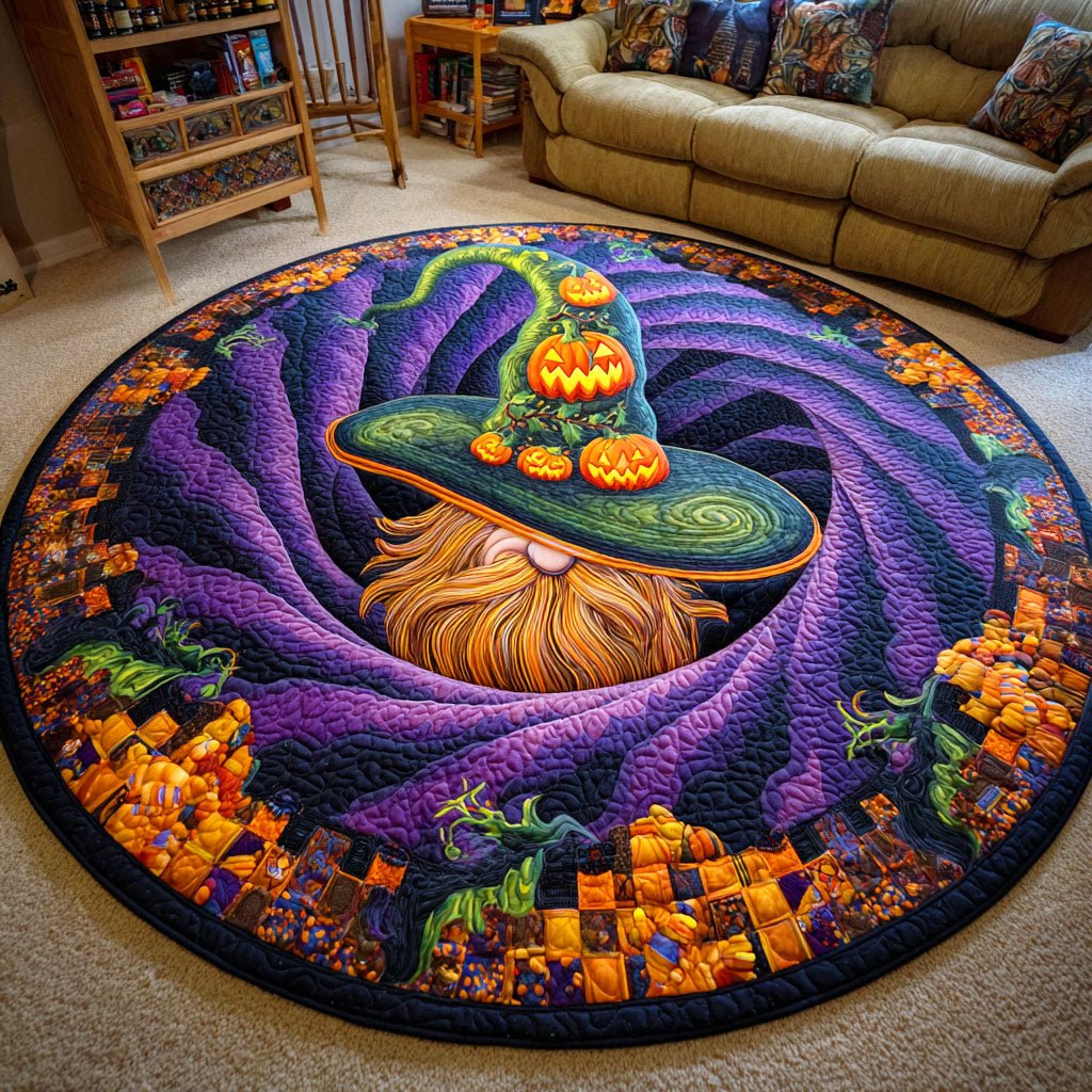 Haunted Gnome Round Mat Rug - washable non-slip printed rug