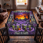 Haunted Graveyard area rug in a living room