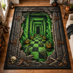 Haunted Green Portal area rug in a living room
