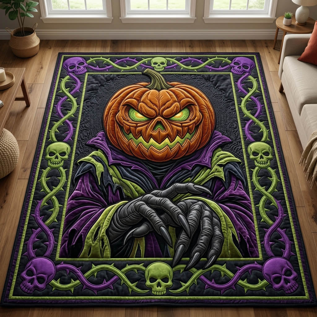 Haunted Halloween area rug in a living room