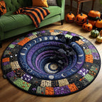 Haunted Halloween Round Mat Rug - washable non-slip printed rug
