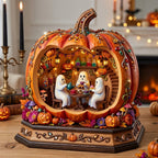 Haunted Halloween wooden block, laser-cut 3-layer wood