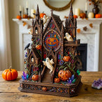 Haunted Halloween wooden block, laser-cut 3-layer wood