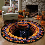 Haunted Hollow Round Mat Rug - washable non-slip printed rug