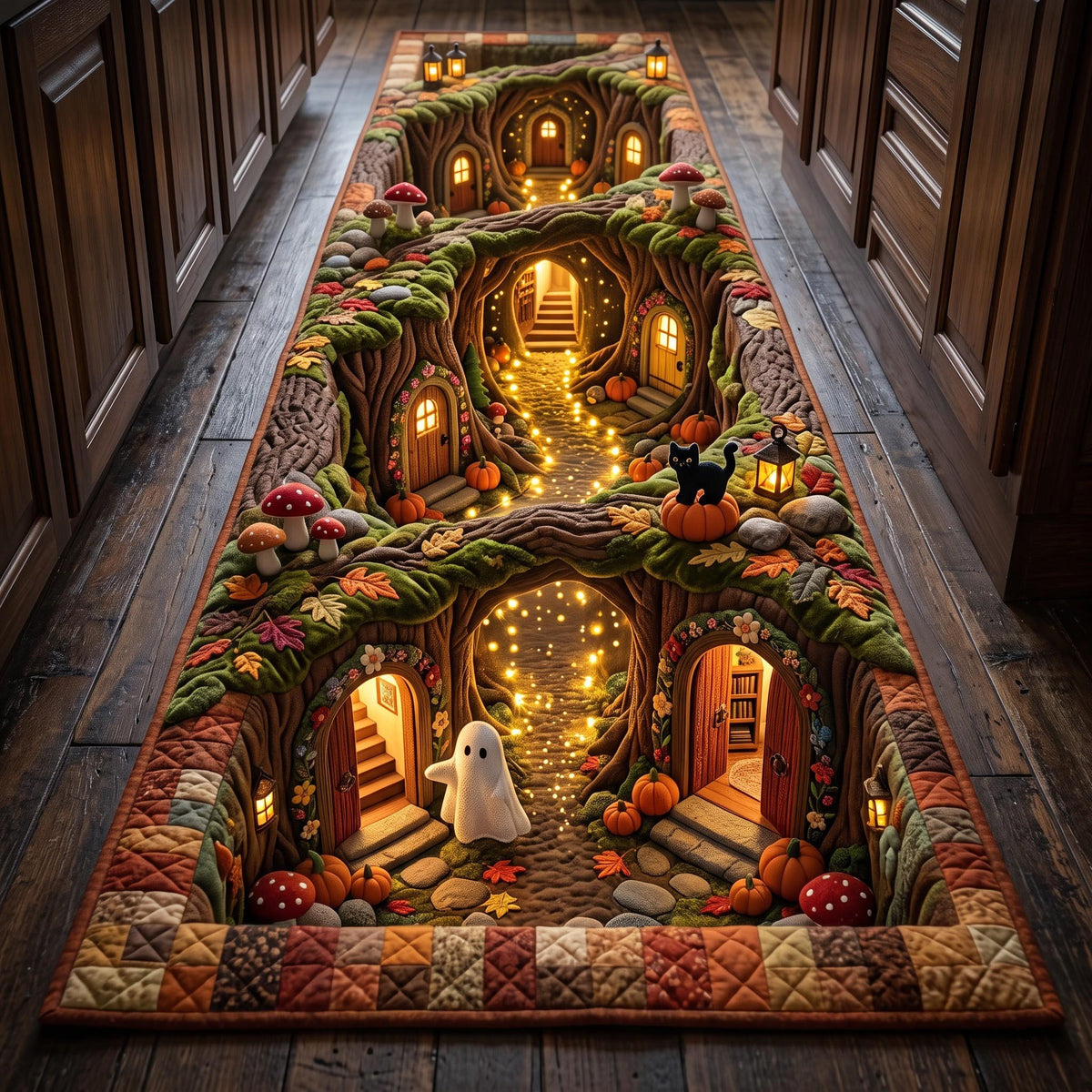 Haunted Hollow Runner Rug - Nature Design | Serene Runner Rug - washable non-slip printed rug