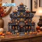 Haunted House Pumpkins wooden block, laser-cut 3-layer wood