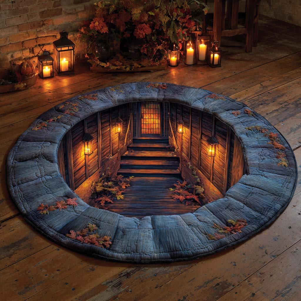 Haunted Lantern Cellar Round Mat Rug - washable non-slip printed rug