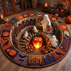 Haunted Manor Round Mat Rug - washable non-slip printed rug
