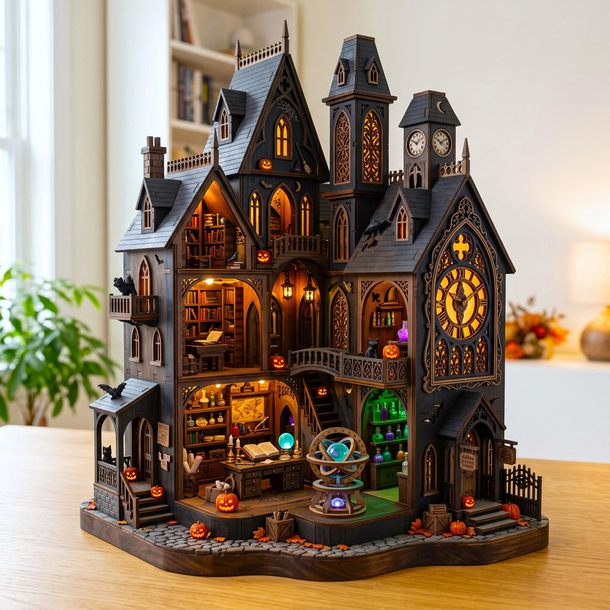Haunted Manor wooden block, laser-cut 3-layer wood