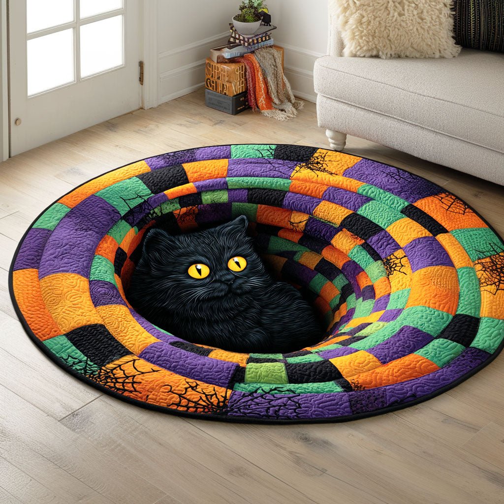 Haunted Moon Round Mat Rug - washable non-slip printed rug