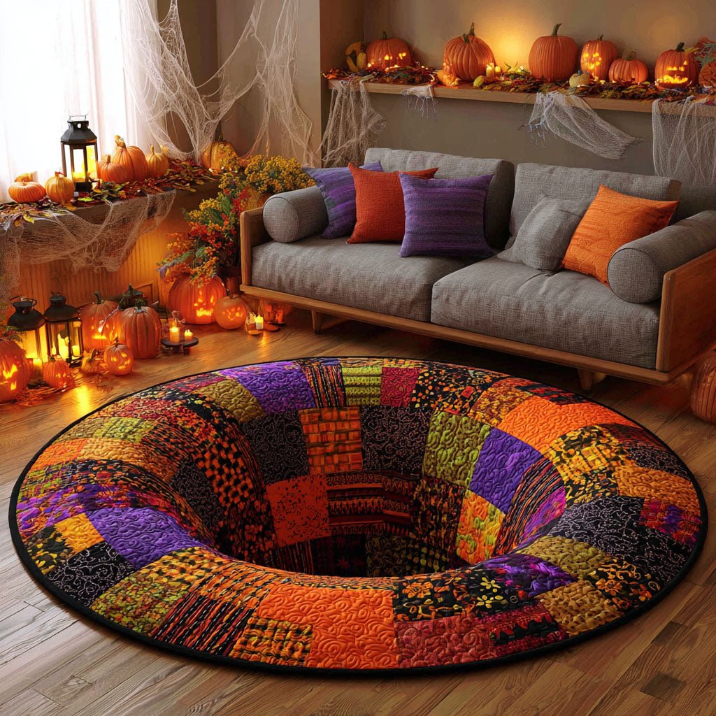 Haunted Patch Round Mat Rug - washable non-slip printed rug
