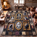 Haunted Portrait area rug in a living room
