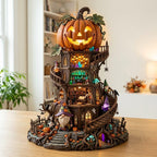Haunted Pumpkin Gnome wooden block, laser-cut 3-layer wood
