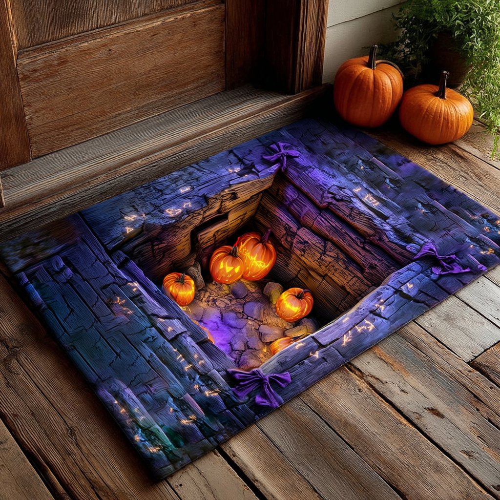 Haunted Pumpkin Pit Doormat - Seasonal Holiday Design | Printed Welcome Doormat