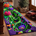 Haunted Pumpkin Runner Rug - Seasonal Design | Festive Runner Rug - washable non-slip printed rug