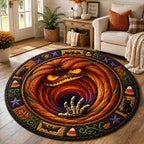 Haunted Pumpkin Vortex Halloween Round Mat Rug - washable non-slip printed rug