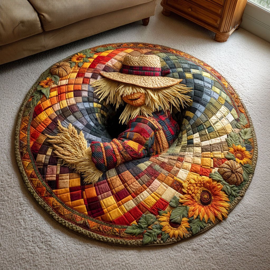 Haunted Scarecrow Round Mat Rug - washable non-slip printed rug