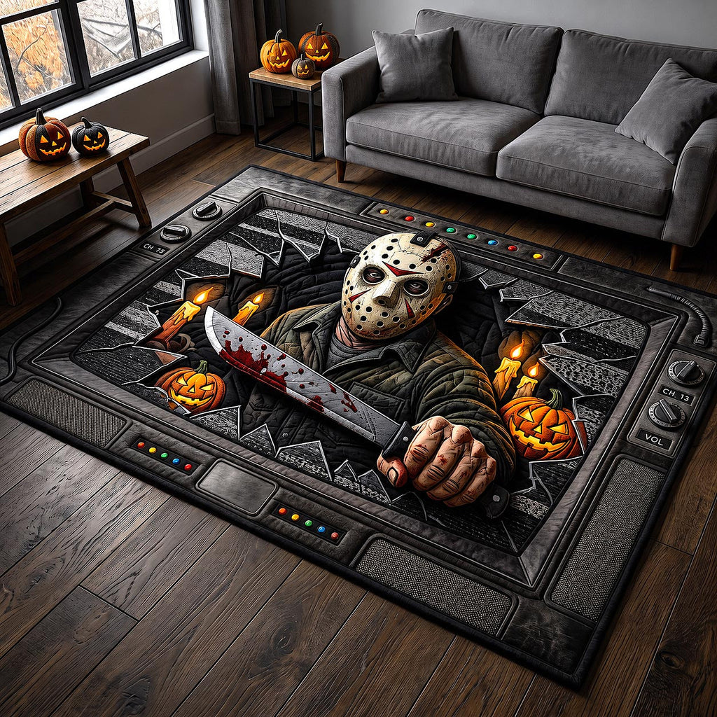 Haunted Screen area rug in a living room