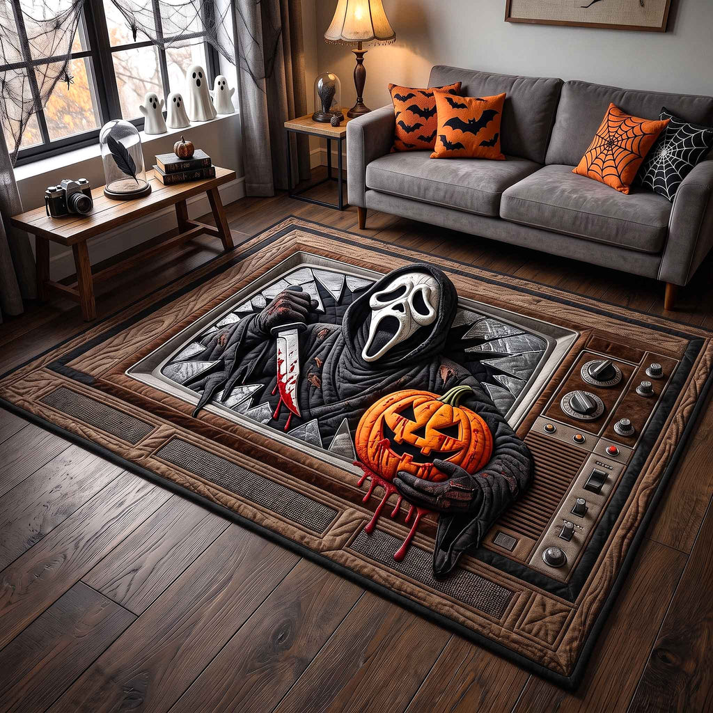 Haunted Screen area rug in a living room