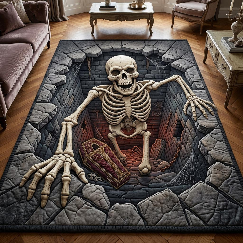 Haunted Skeleton area rug in a living room