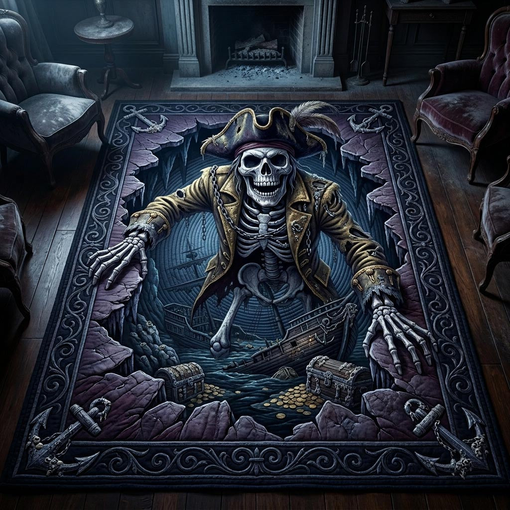 Haunted Skeleton area rug in a living room
