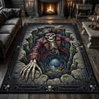 Haunted Skeleton area rug in a living room