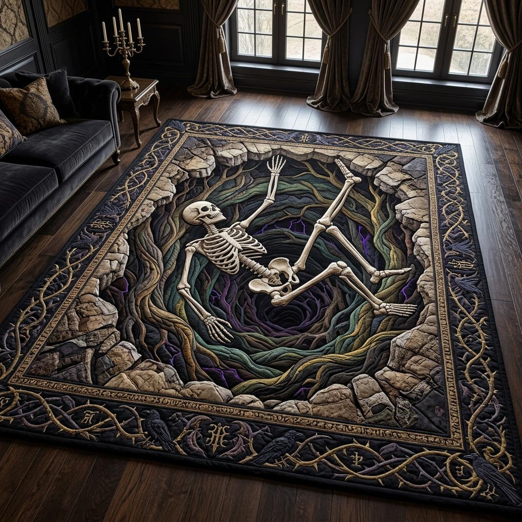 Haunted Skeleton area rug in a living room