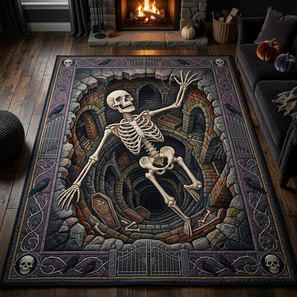 Haunted Skeleton area rug in a living room