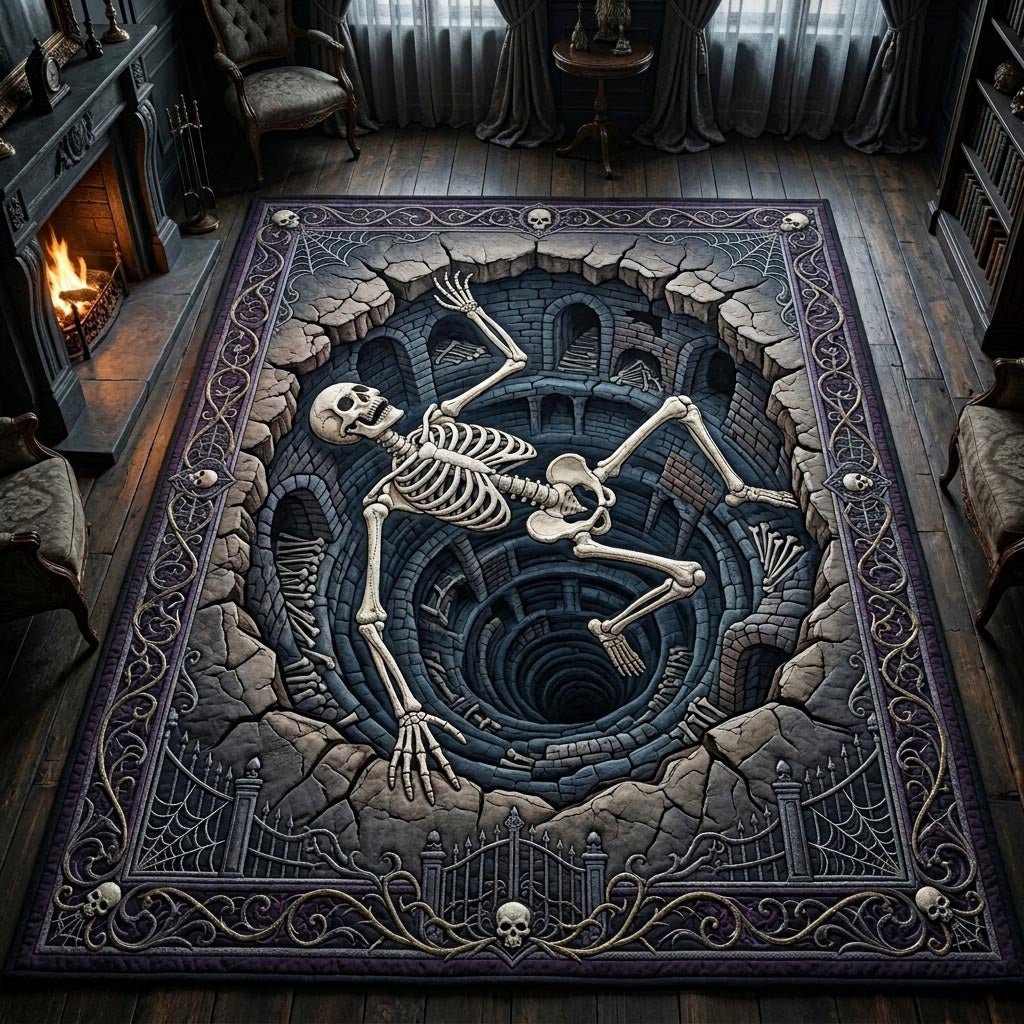 Haunted Skeleton area rug in a living room