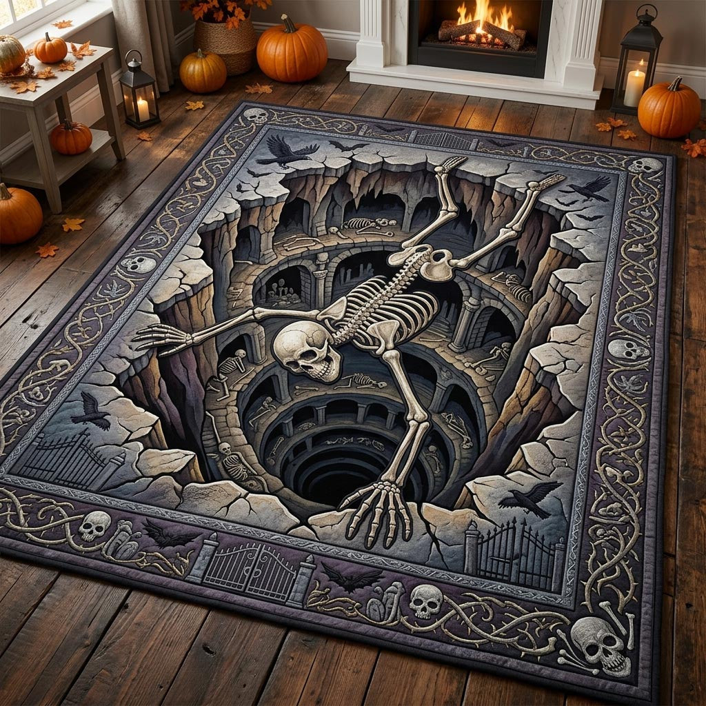 Haunted Skeleton area rug in a living room