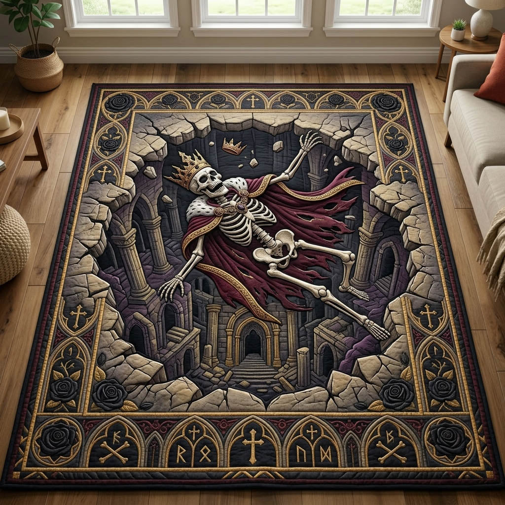 Haunted Skeleton area rug in a living room