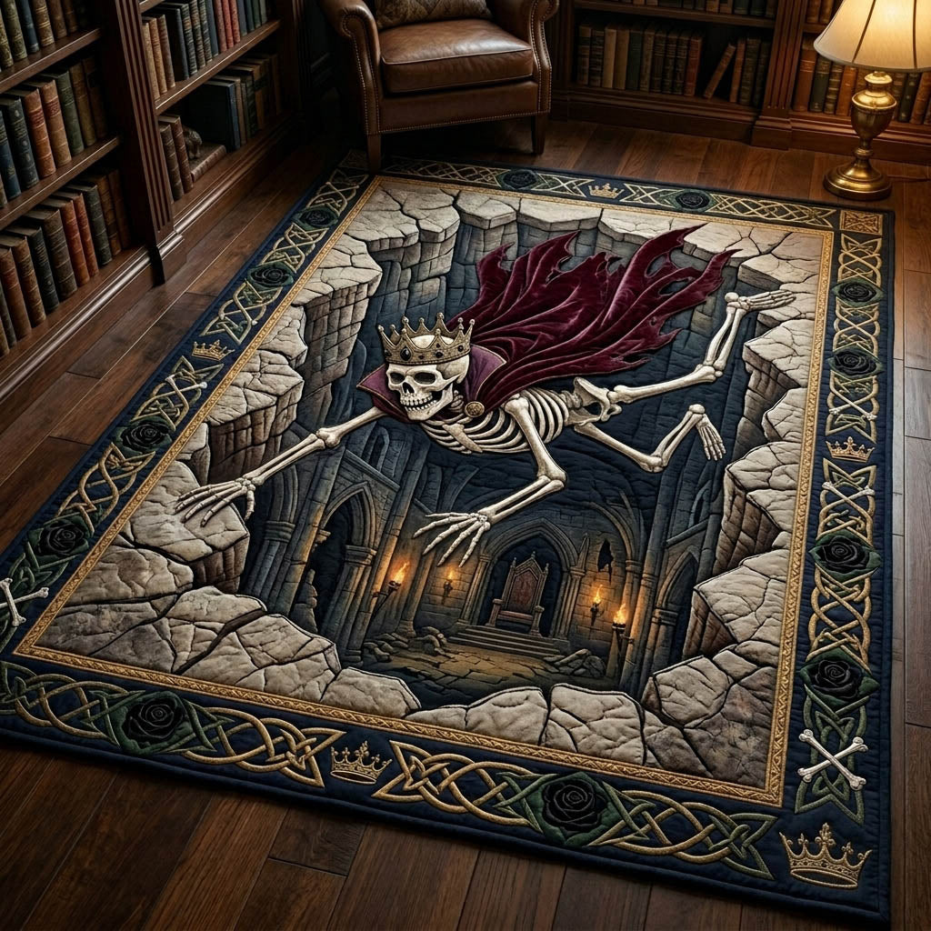 Haunted Skeleton area rug in a living room