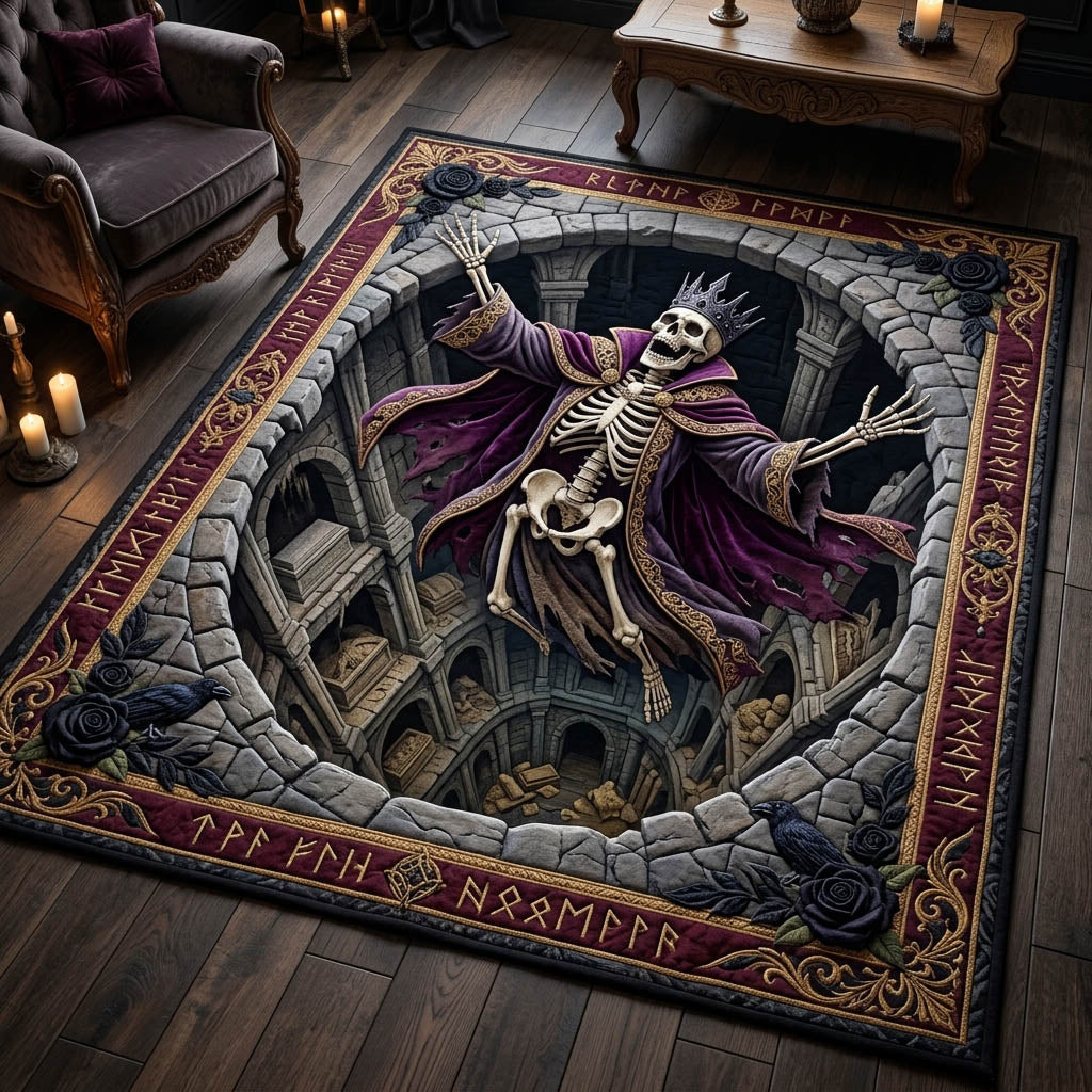 Haunted Skeleton area rug in a living room