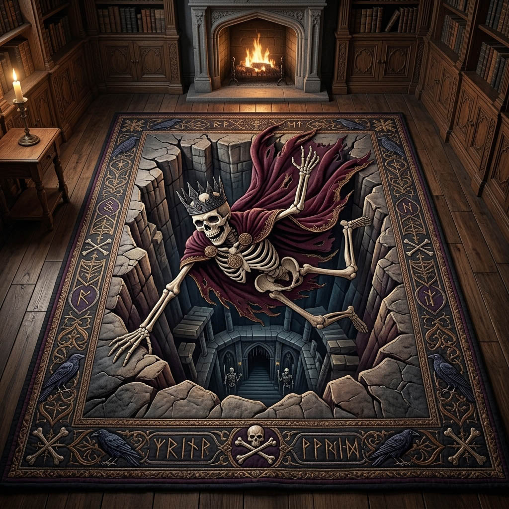 Haunted Skeleton area rug in a living room