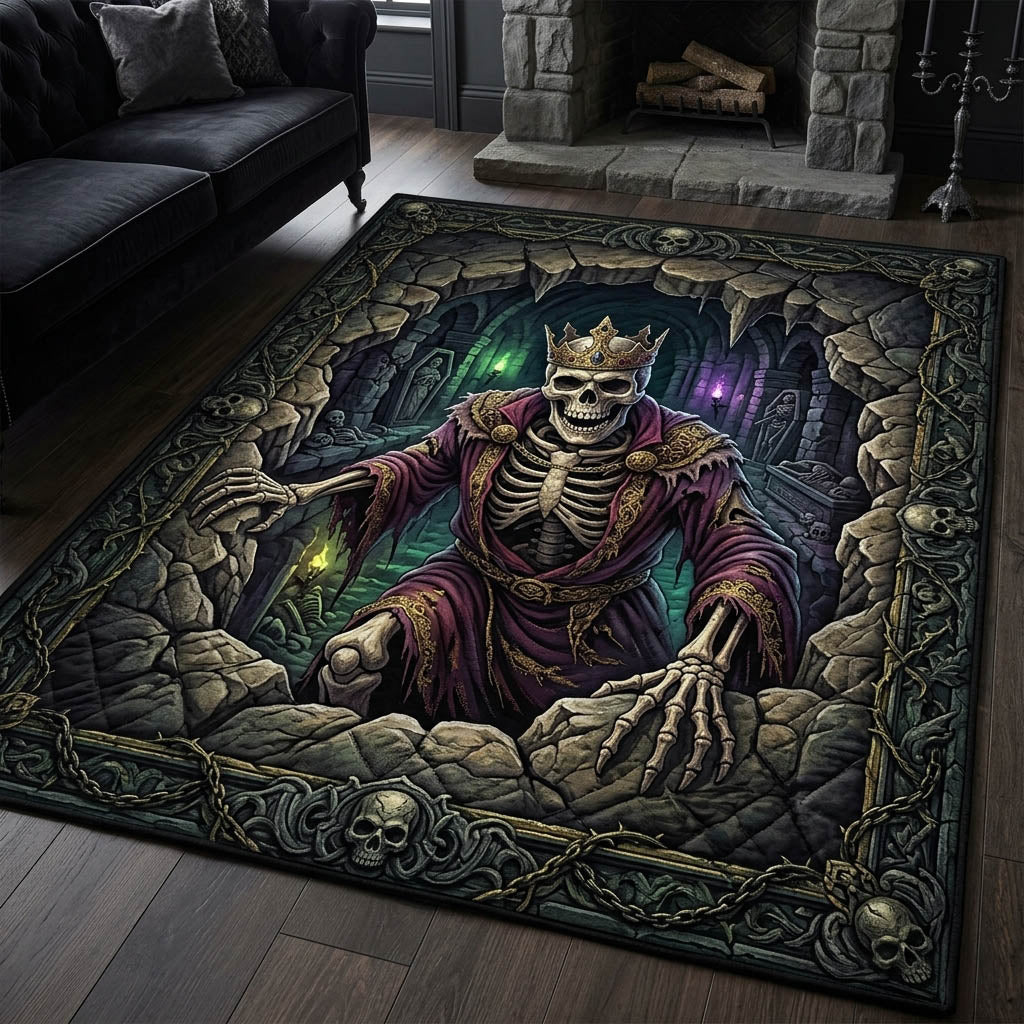 Haunted Skeleton area rug in a living room