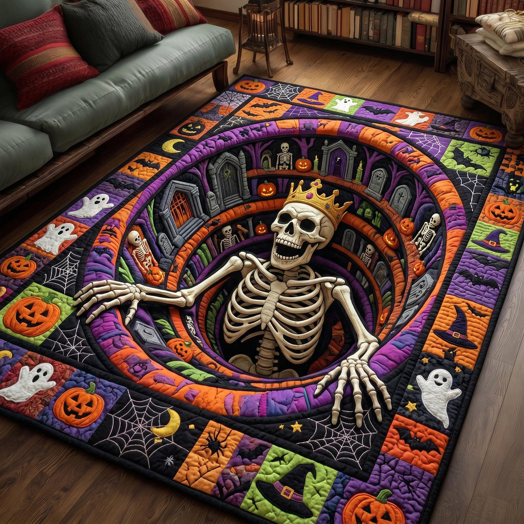 Haunted Skeleton area rug in a living room