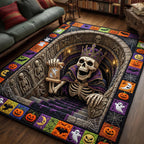 Haunted Skeleton area rug in a living room