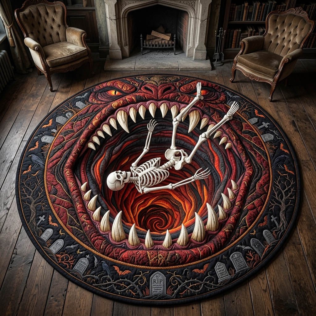 Haunted Skeleton Round Mat Rug - Nature Design | Serene Home Decor