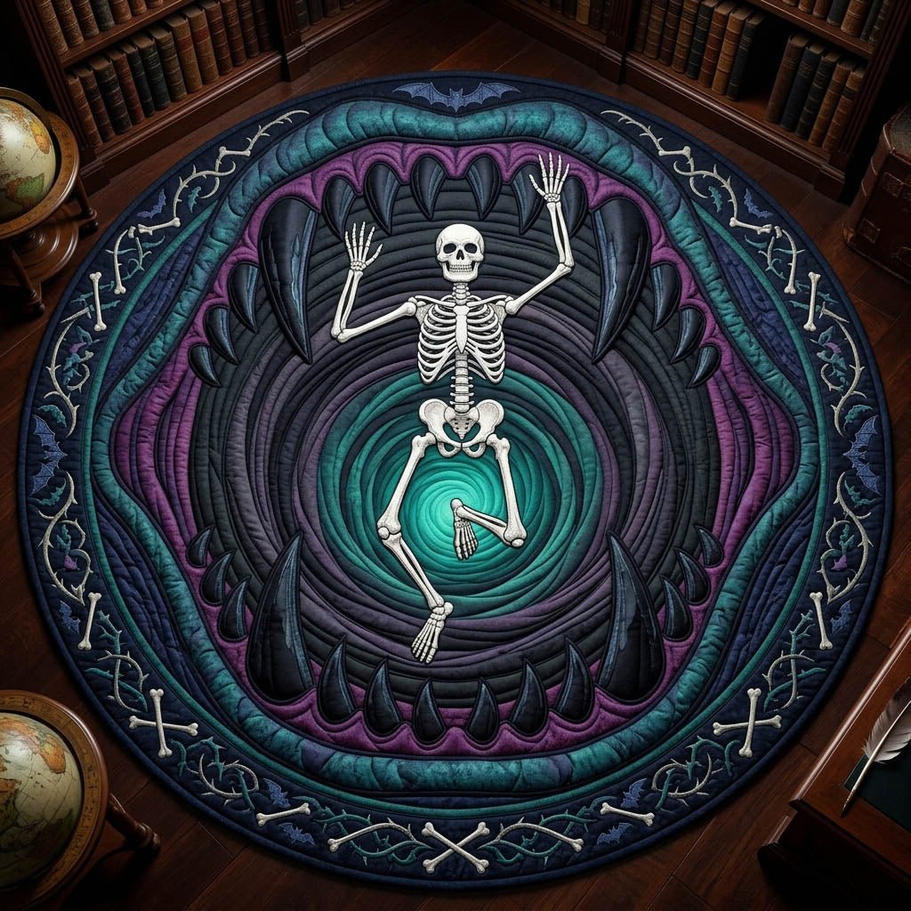 Haunted Skeleton Round Mat Rug - Nature Design | Serene Home Decor