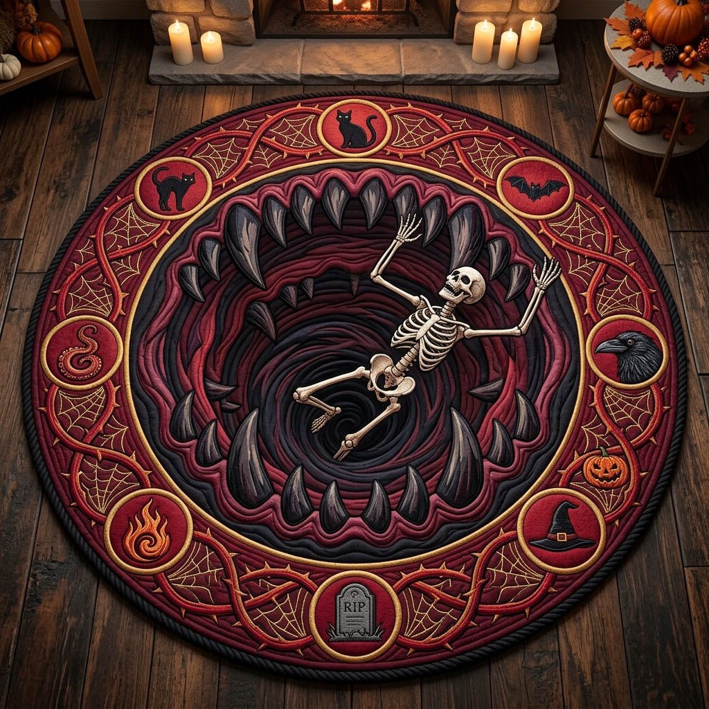 Haunted Skeleton Round Mat Rug - Nature Design | Serene Home Decor