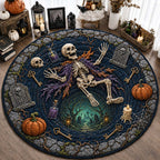 Haunted Skeleton Vortex Qulited Round Mat Halloween Round Mat Rug - washable non-slip printed rug