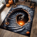 Haunted Spiral area rug in a living room