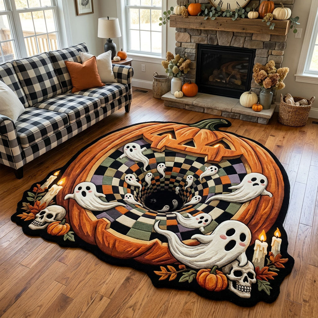 Haunted Spiral Custom Shape Area Rug - Nature Design | Die-Cut Non-Slip Rug - washable non-slip printed rug