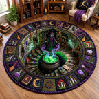 Haunted Stairway Round Mat Rug - washable non-slip printed rug