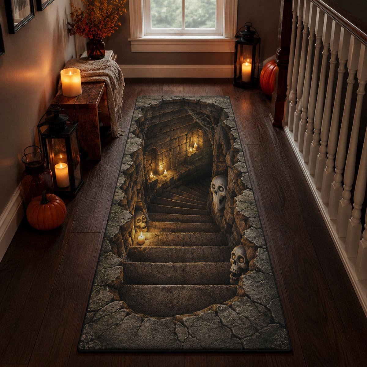 Haunted Stairway Runner Carpet Runner Rug - Cute Pet Design | Animal Printed Runner Rug