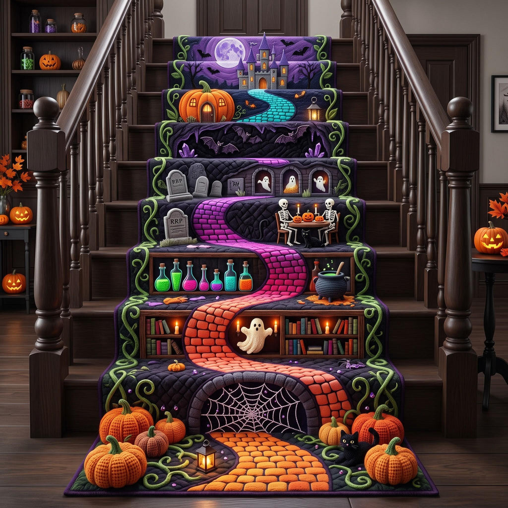 Haunted Stairway Runner Rug - Nature Design | Serene Runner Rug - washable non-slip printed rug