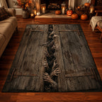 Haunted Trapdoor area rug in a living room