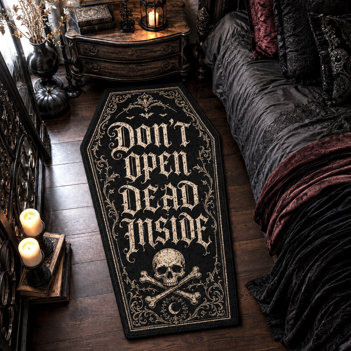 Haunted Warning Custom Shape Area Rug - Nature Design | Die-Cut Non-Slip Rug - washable non-slip printed rug