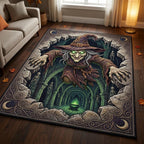 Haunted Witch area rug in a living room