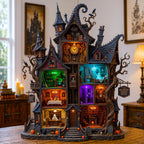Haunted Witch House wooden block, laser-cut 3-layer wood